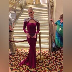 Elegant Burgundy Evening Gown